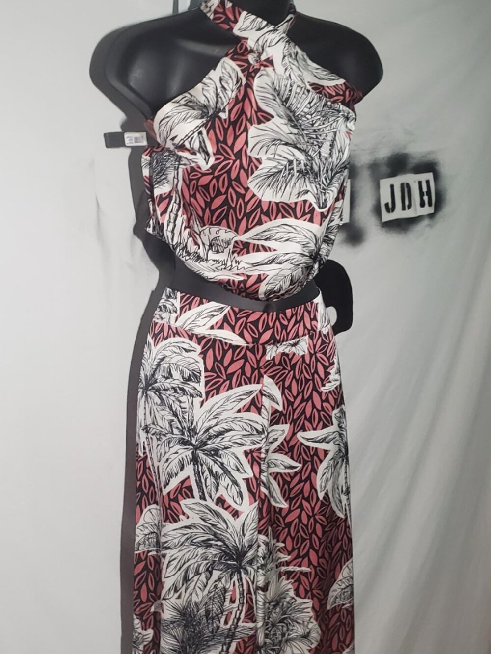 Rachel Zoe Palm Tree Print Halter Top & Pant Set Sz M - Picture 3 of 16